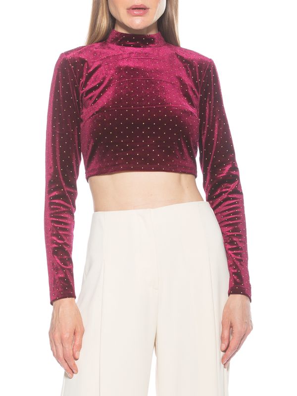 Alexia Admor Ari Polka Dot Velvet Crop Top